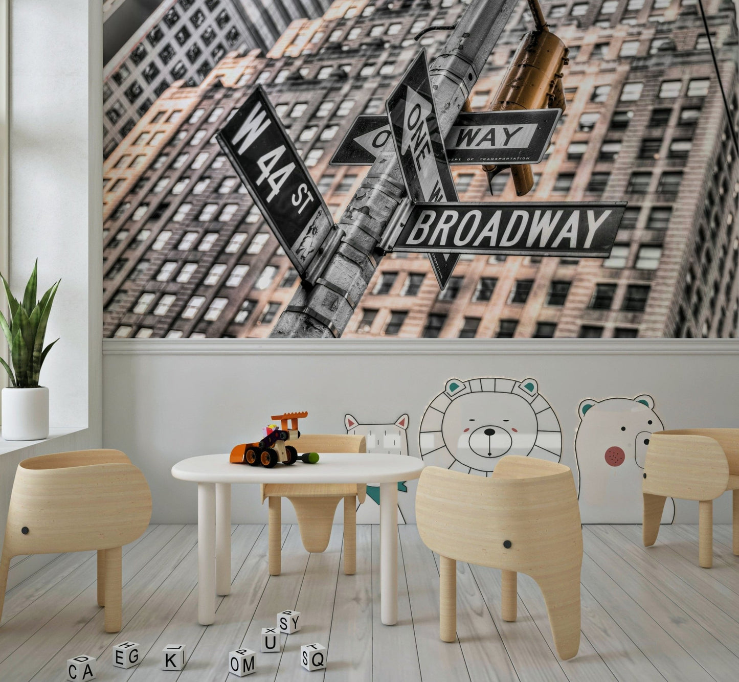 Iconic Broadway street sign on a pole, vivid detail for your wall mural project.