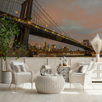 Wallpaper for walls Manhattan Dusk industrial design city landscape glow.