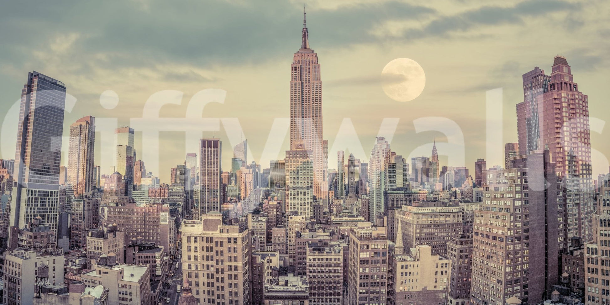 Magnificent Manhattan Skyline wallpaper, unique muted color palette.