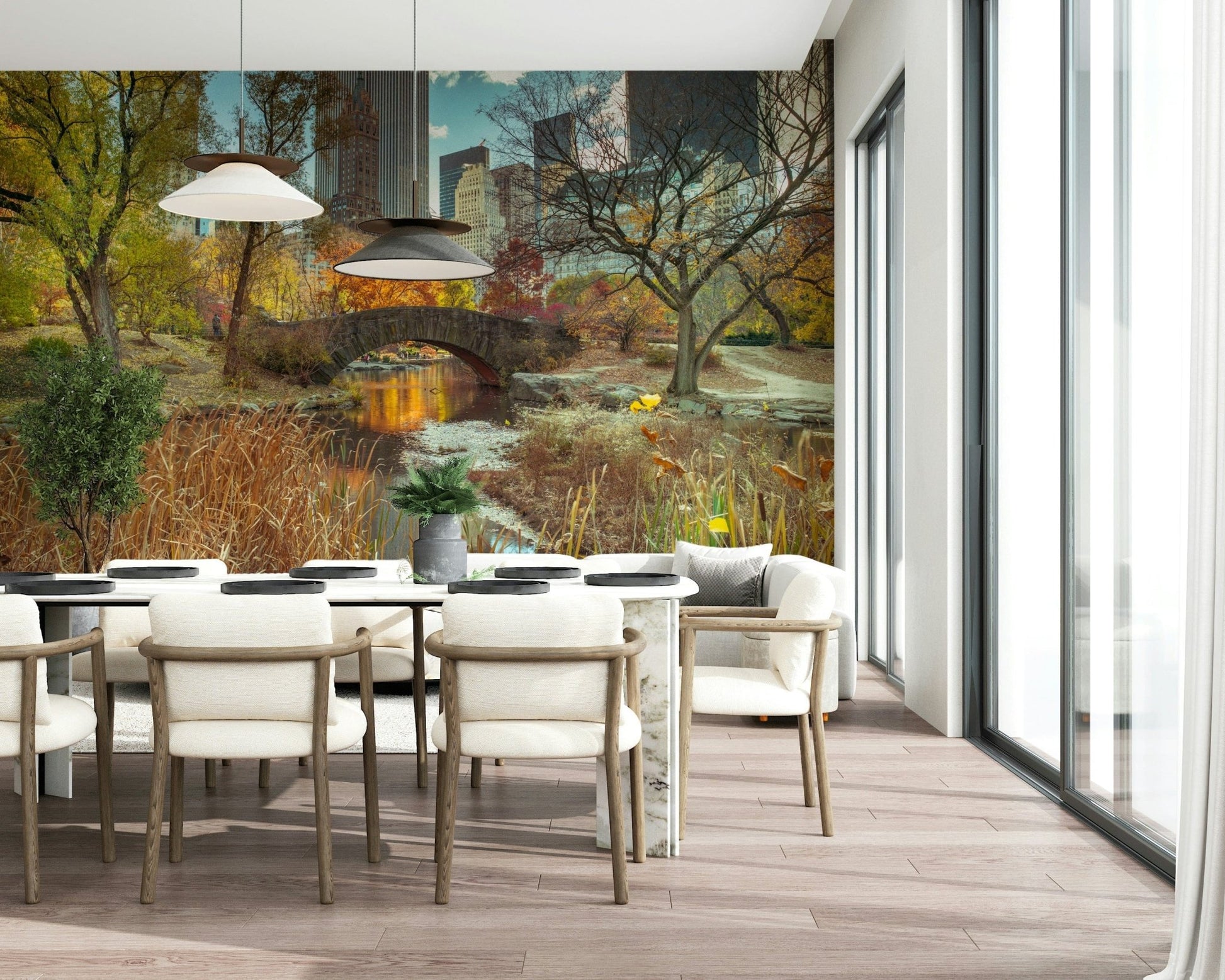 Manhattan's Autumn Embrace Wall Mural