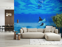 Wall mural Ethereal Manta Rays shimmering water effect