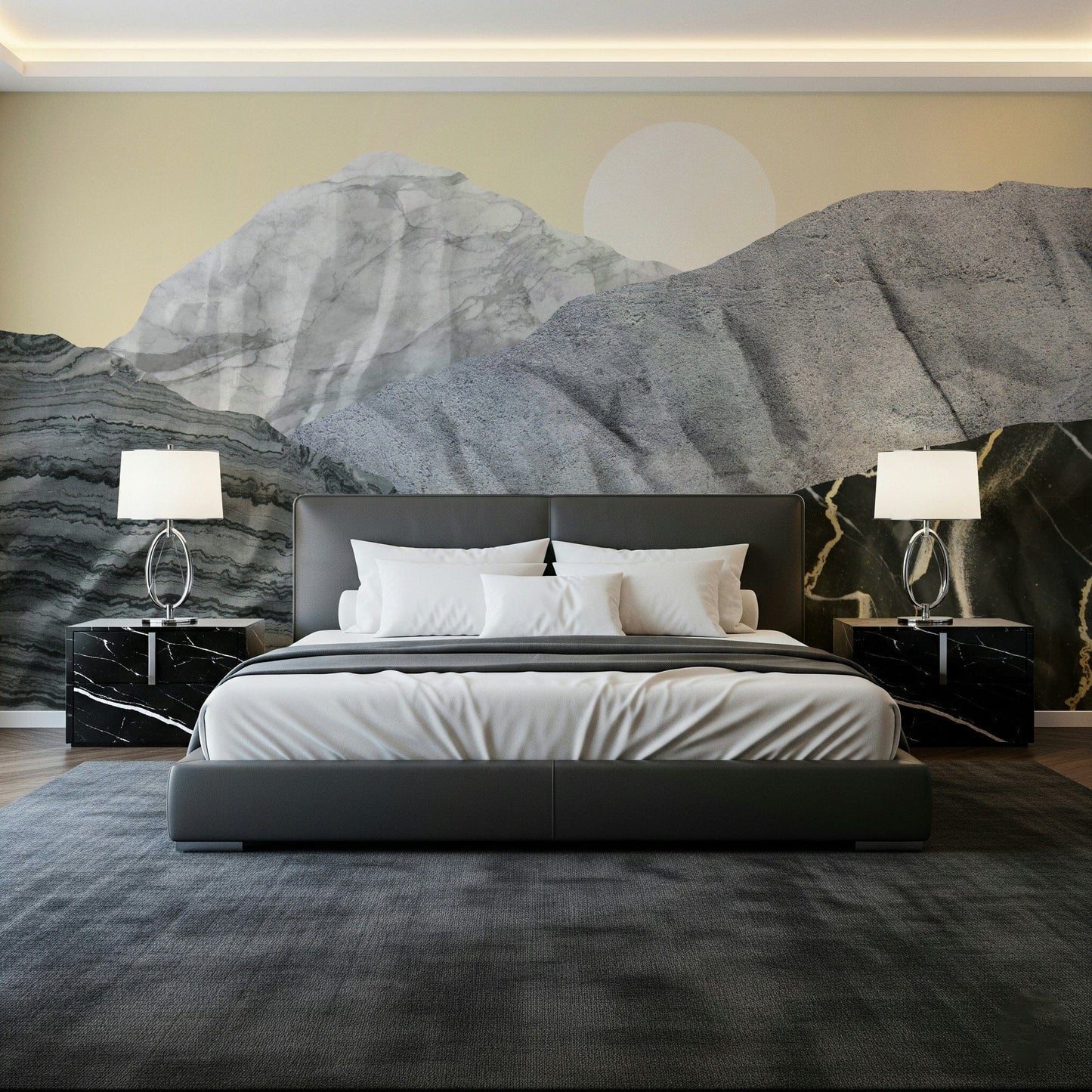 Stony Peaks: Marble Sun Wall Mural -2583867