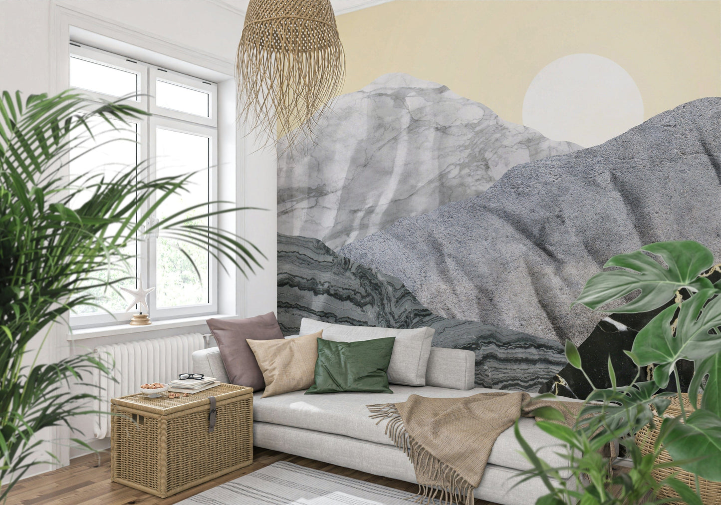 Stony Peaks: Marble Sun Wall Mural -2583867