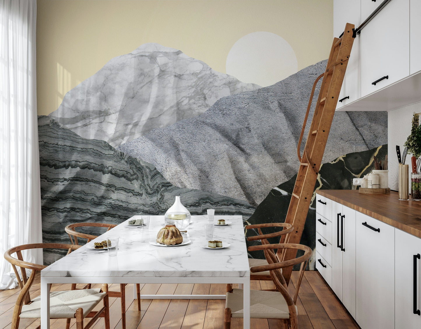 Stony Peaks: Marble Sun Wall Mural -2583867