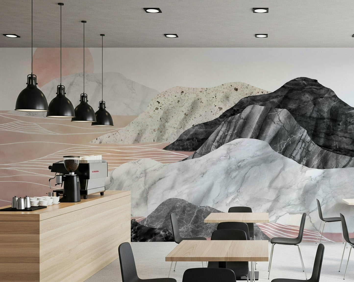 Marble Peaks Sunset Wall Mural -2583865