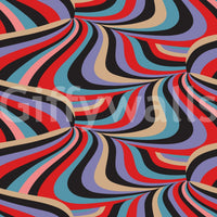 Marble Swirl Groovy Retro Abstract Stripes Colorful Black Purple Red Blue Cream Pink Wallpaper⁠