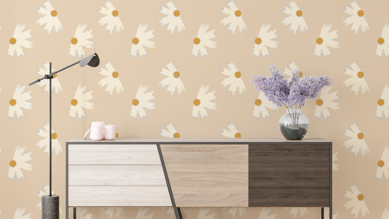 Marigold Pearl Flower Wallpaper for your space
