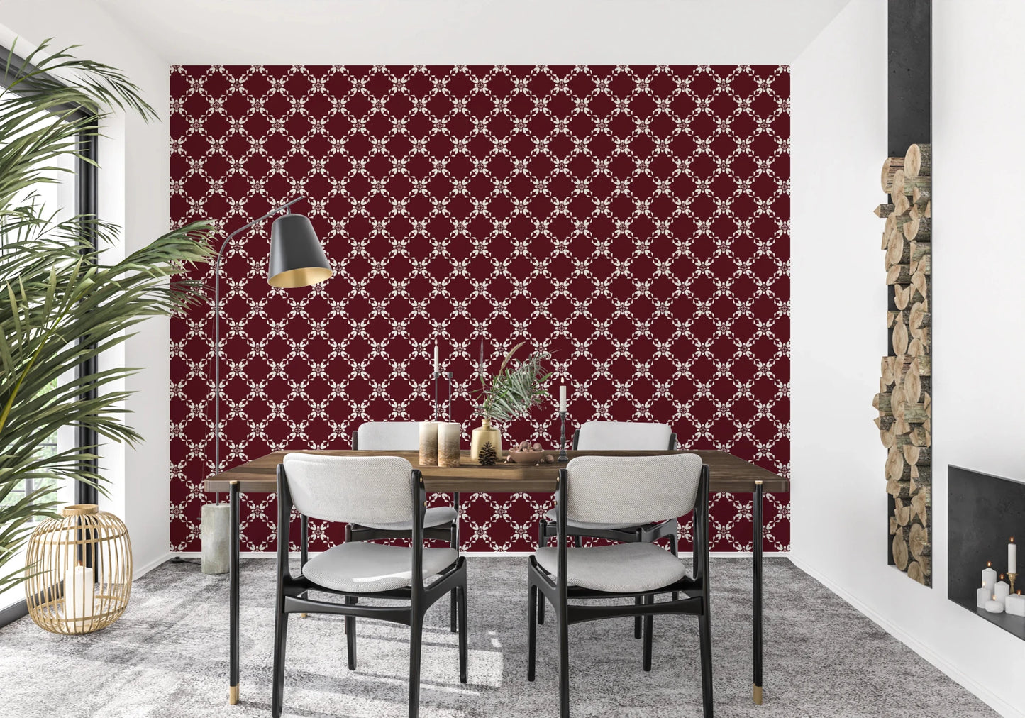 Maroon Lattice Wallpaper⁠
