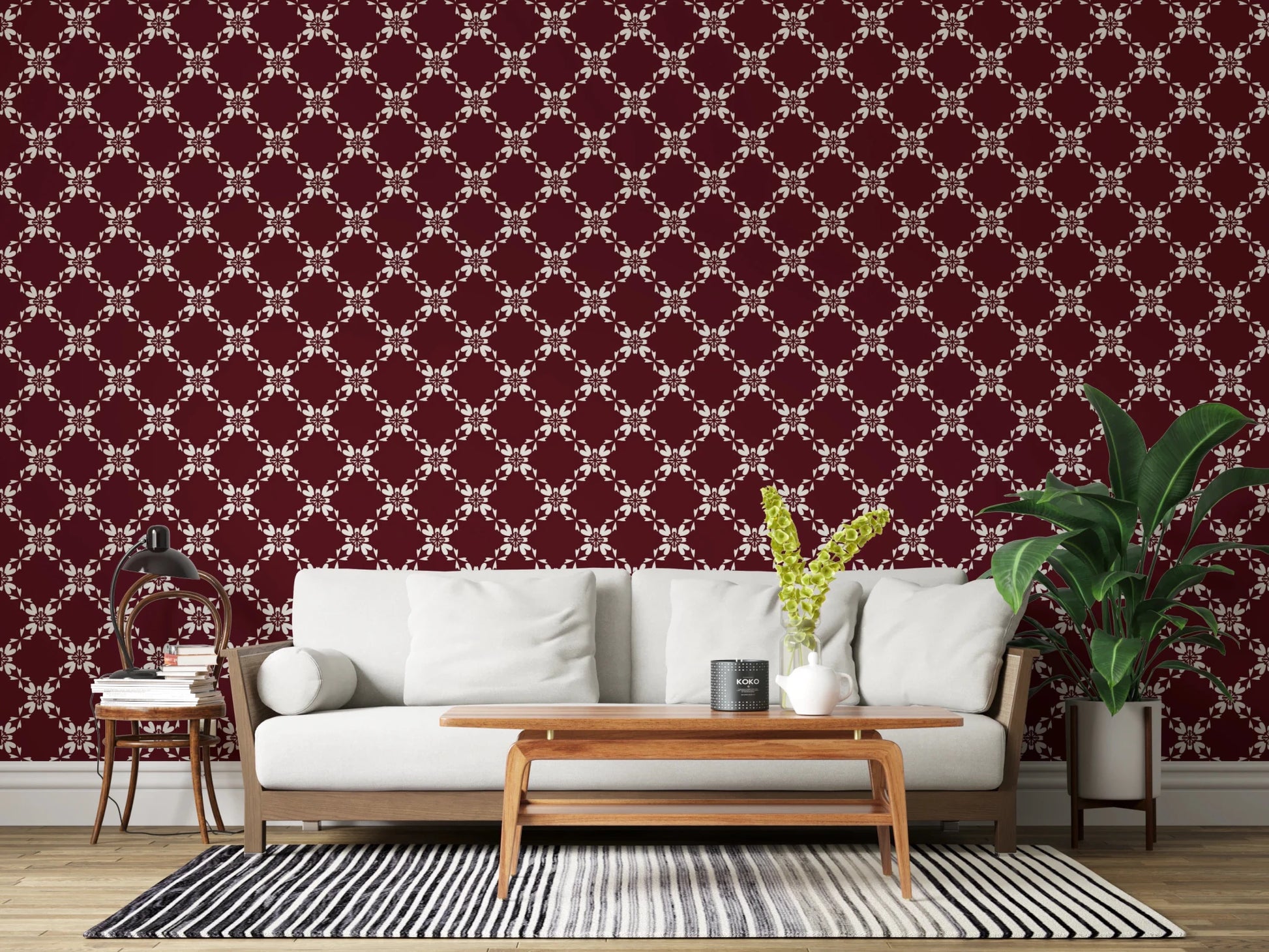 Maroon Lattice Wallpaper⁠