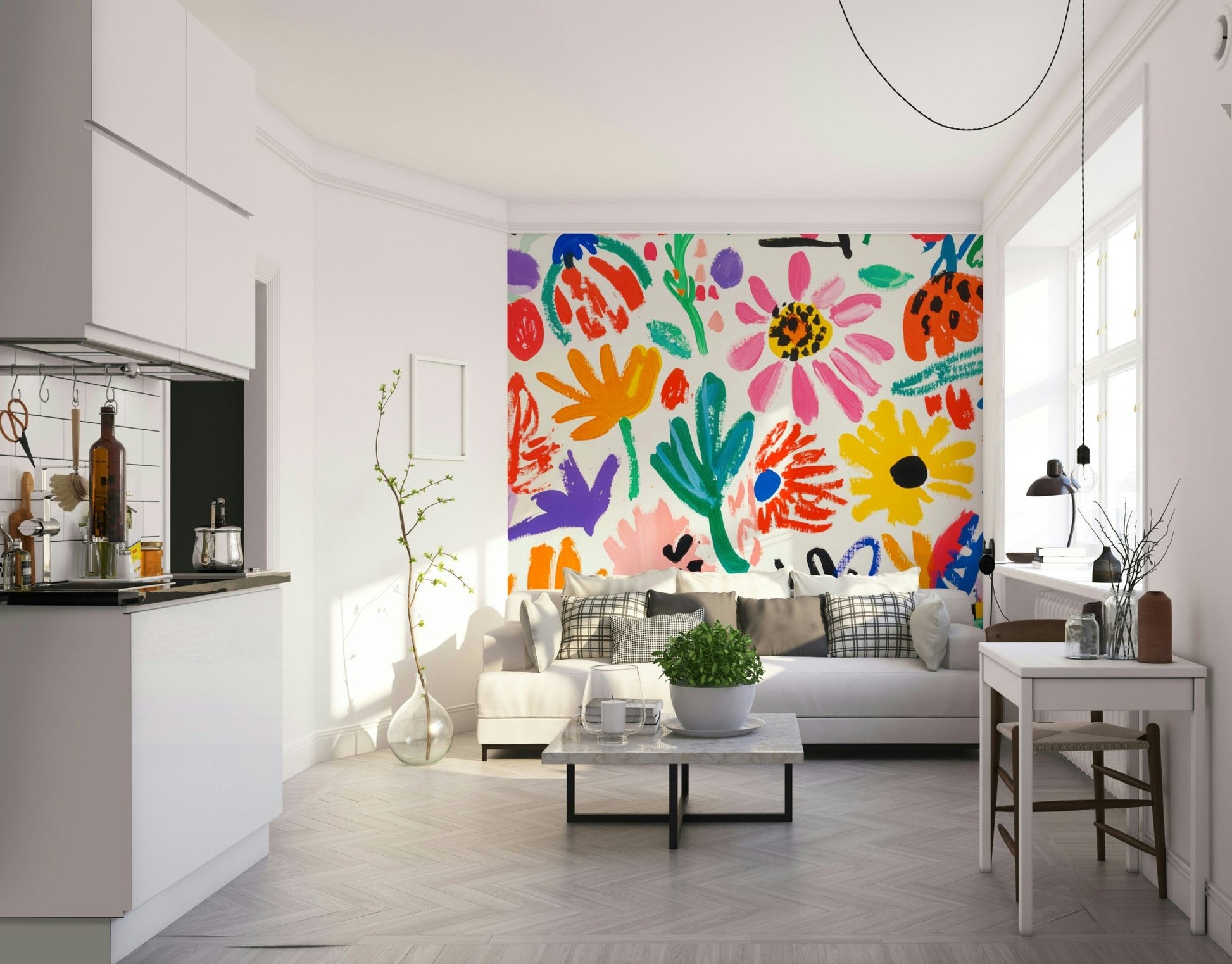 Colorful garden wall art with Matisse-style shapes

