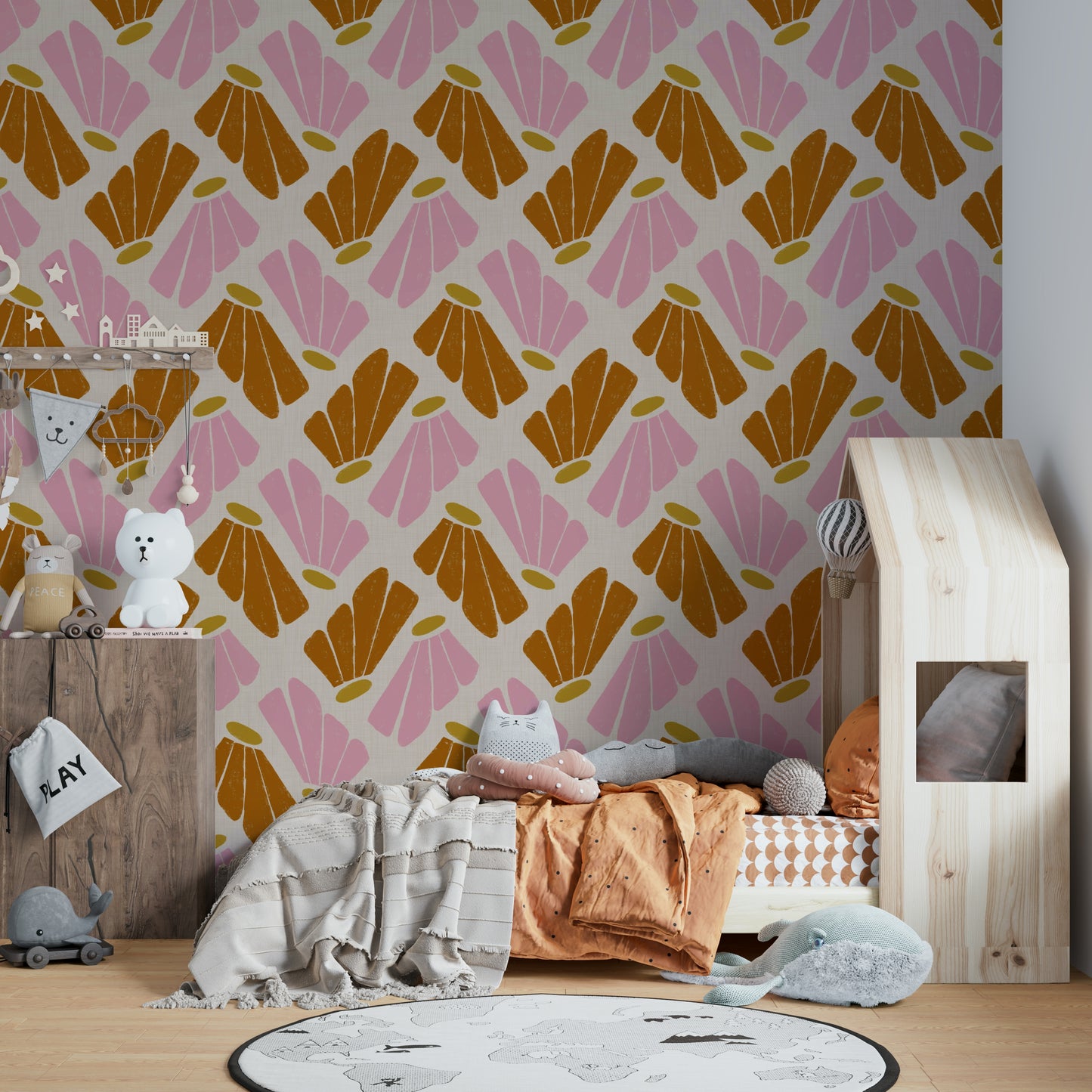 Soft modern flower wall design

