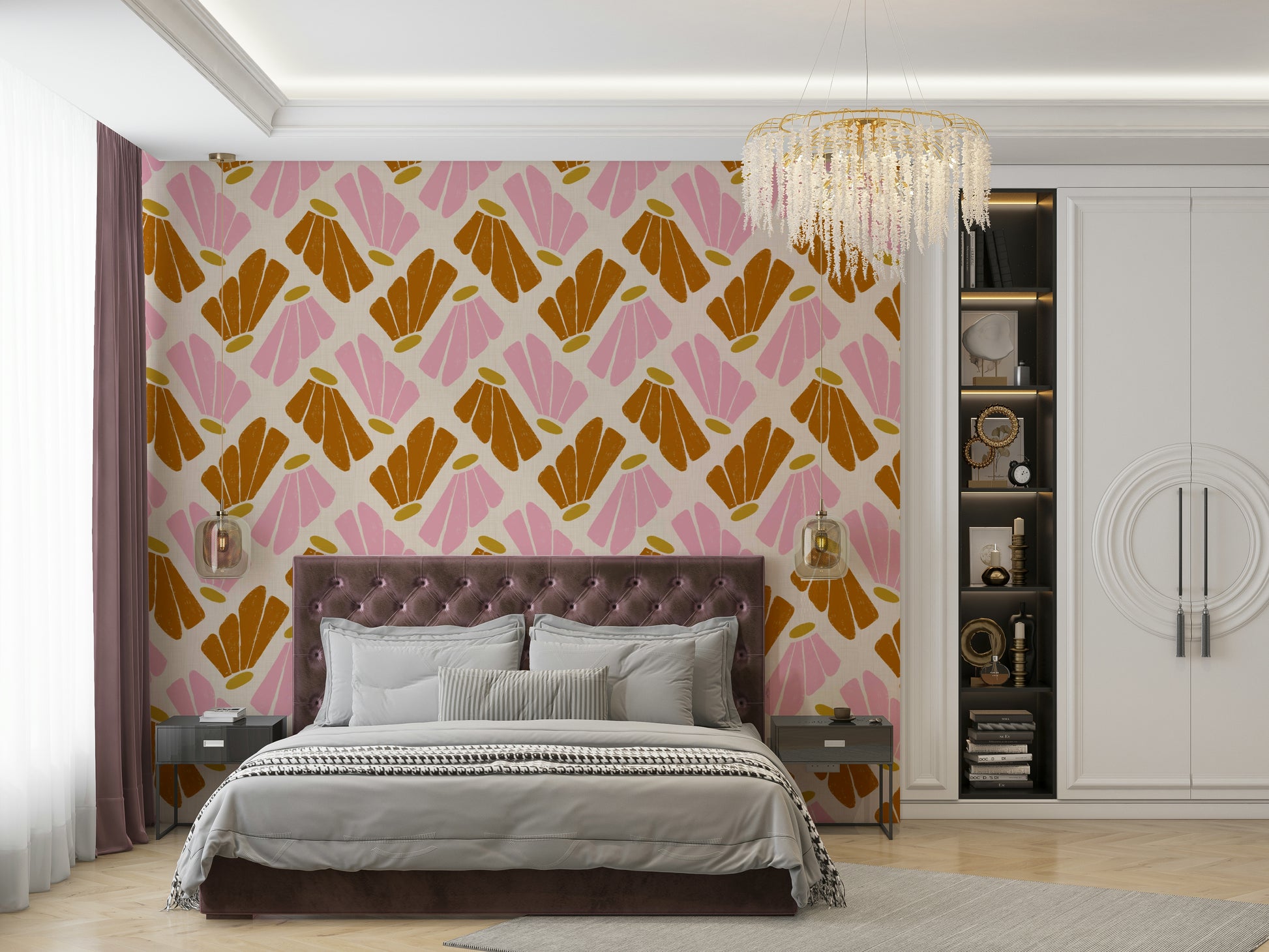 Warm tone floral wallpaper


