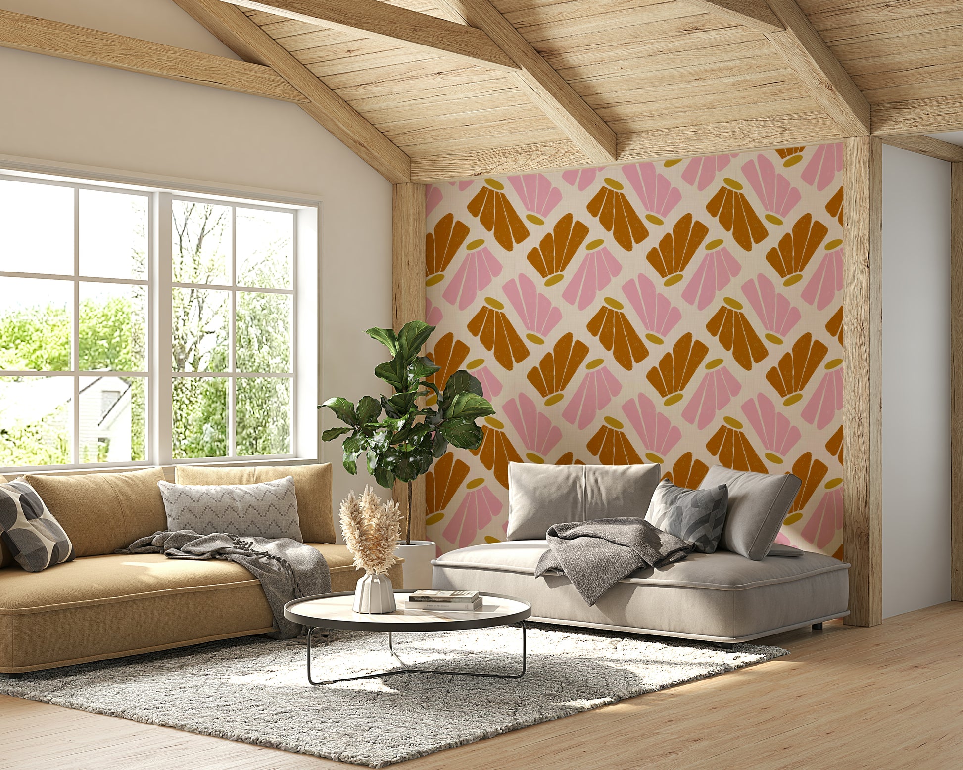 Bold floral wallpaper for walls

