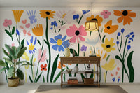 Modern wall art with playful botanical shapes


