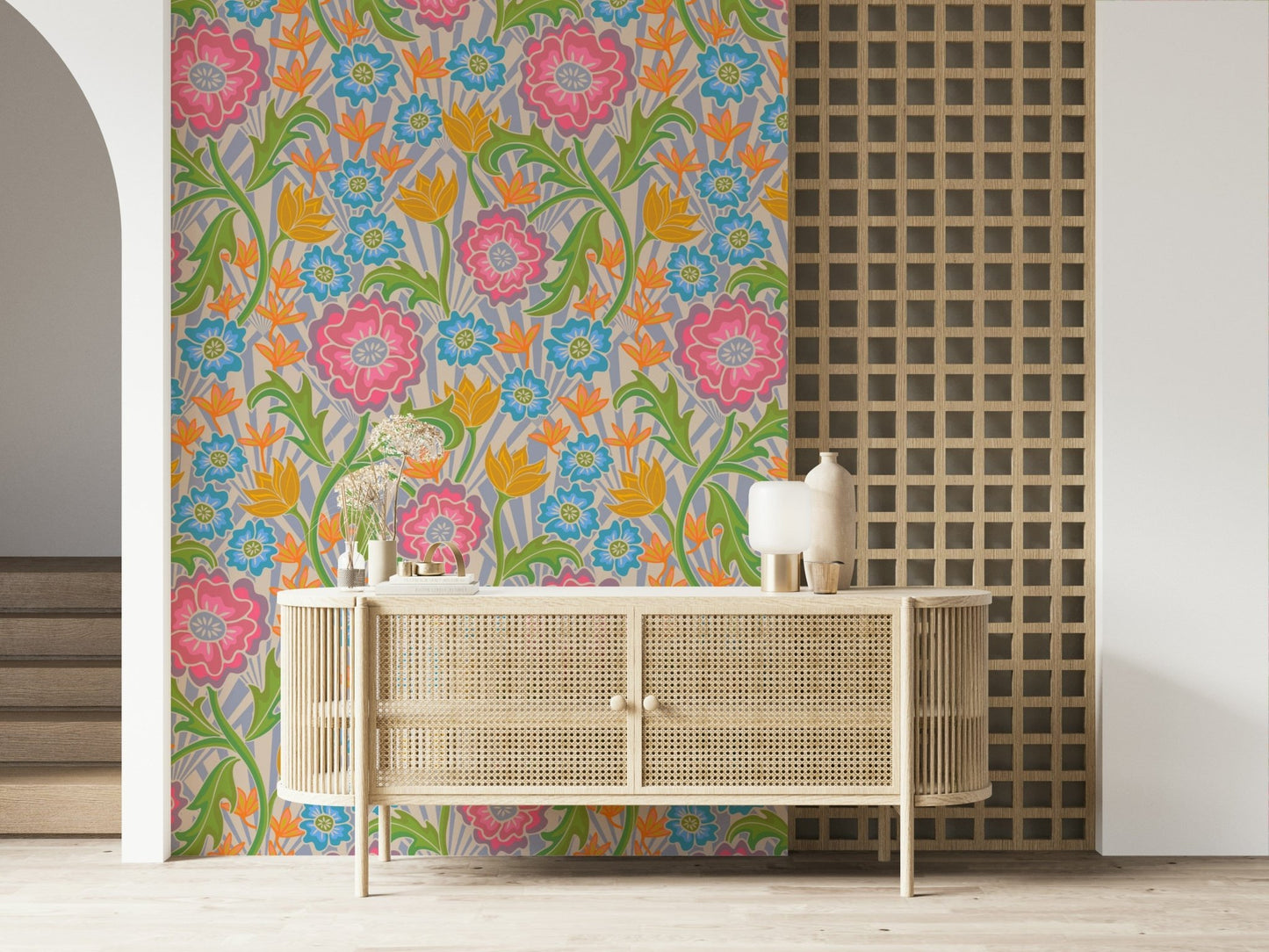 Saturated Maybelle Art Nouveau, decorative artistic flourish, wall mural.