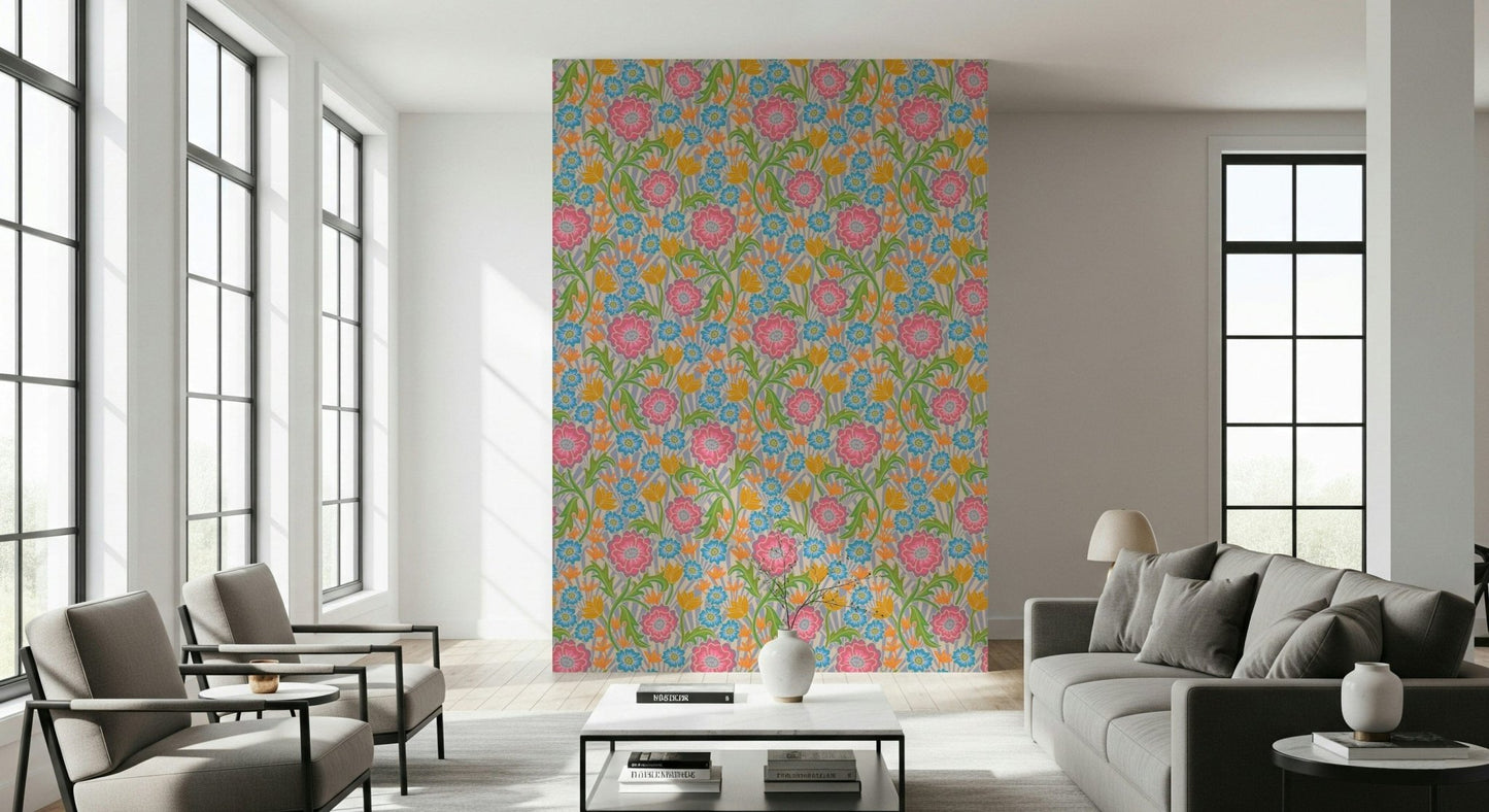 Intricate Maybelle Art Nouveau Floral, trailing vines, stylish print.