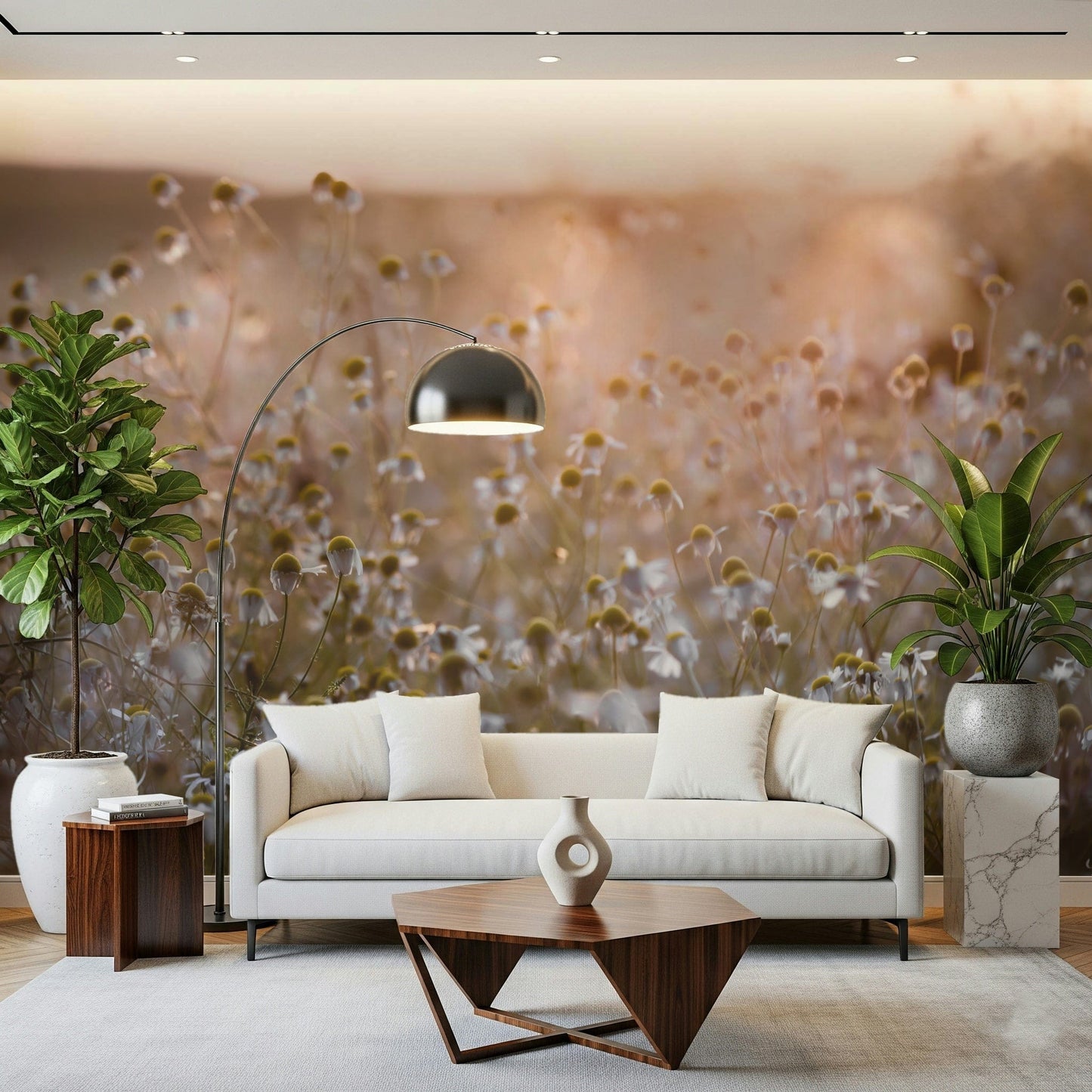 Golden hour meadow vista defines Meadow Bloom Sunset for walls.