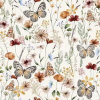 Meadow Butterflies removable wallpaper, elegant insect motif.