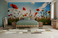 Serene field scene with friendly shapes

