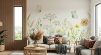 Close-up of British meadow silhouettes on premium textured wall paper.