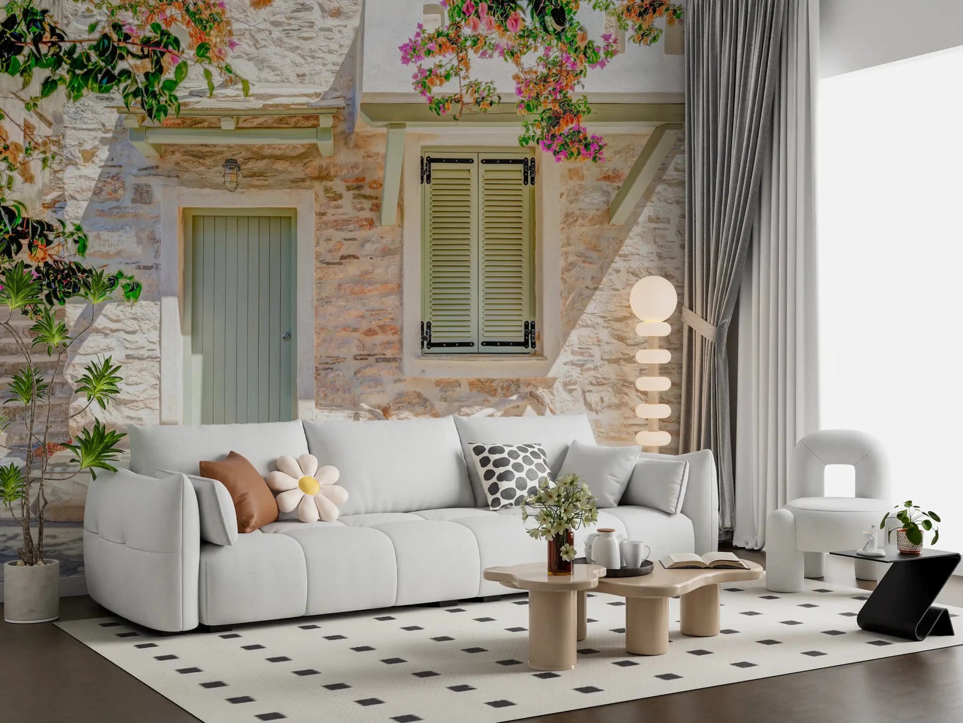 Traditional plaster and stone aesthetic in Mediterranean Doorway Charm Wall Mural.