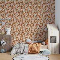 Mediterranean wall mural with terracotta and grapevine details.

