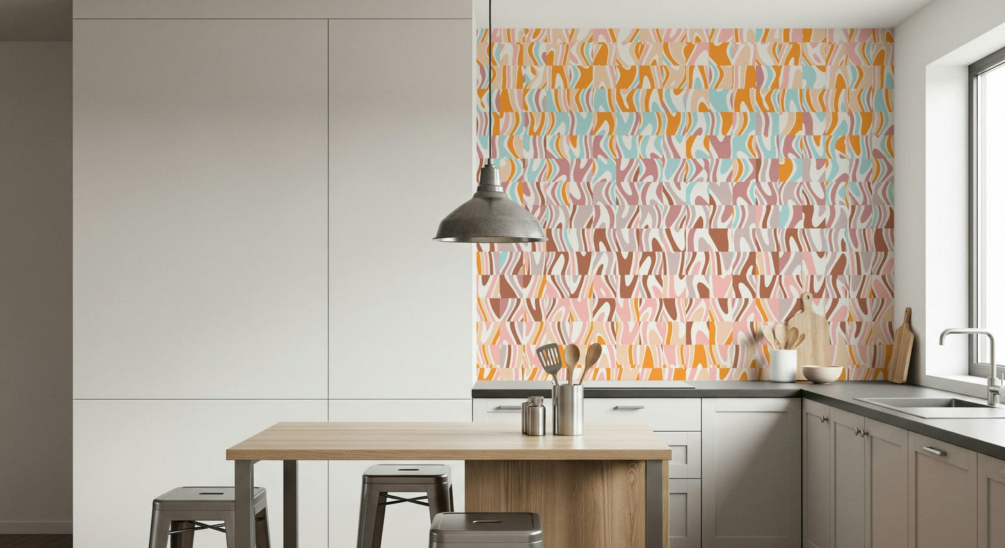 Saturated wave patterns Melting Colors wall art modern graphic abstraction.