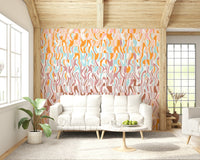 Distorted stripe texture Melting Colors mural wallpaper playful funky design.