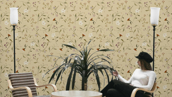 Elegant wallpaper with scattered floral petals

