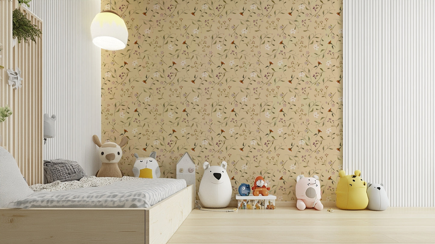 Delicate wallpaper design evoking floral nostalgia

