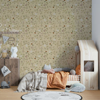 Soft romantic wall design with blooming flowers

