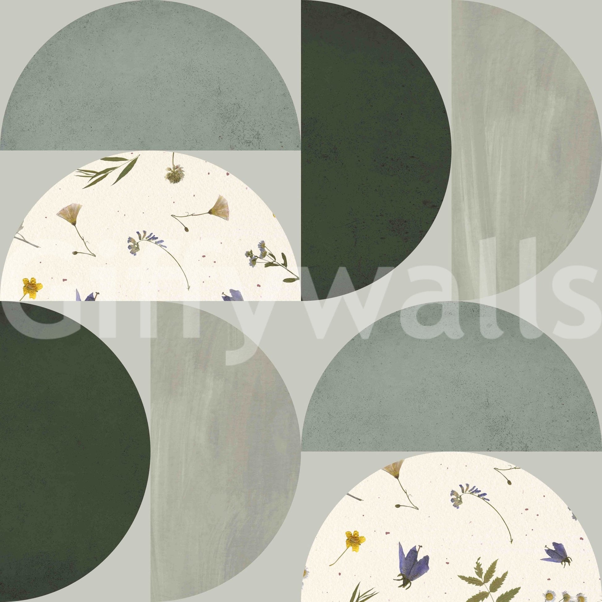 Soft geometric mural in neutral artistic finish

