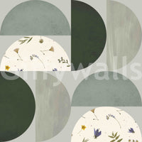 Soft geometric mural in neutral artistic finish

