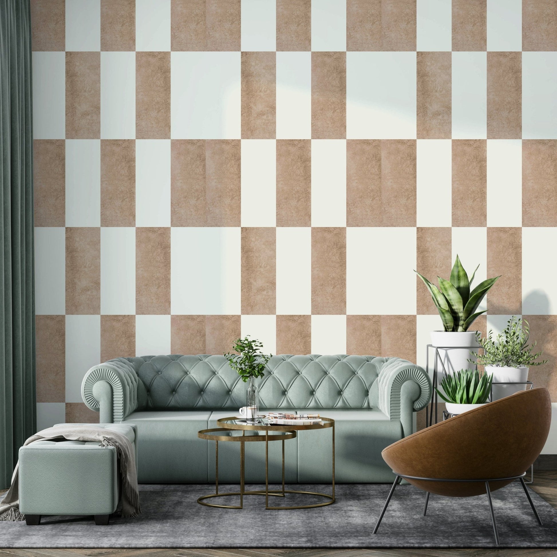 Wall mural featuring bold brushstrokes and textures

