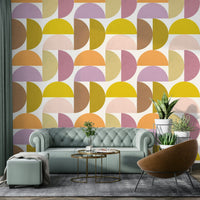Mural wallpaper featuring layered art-style design

