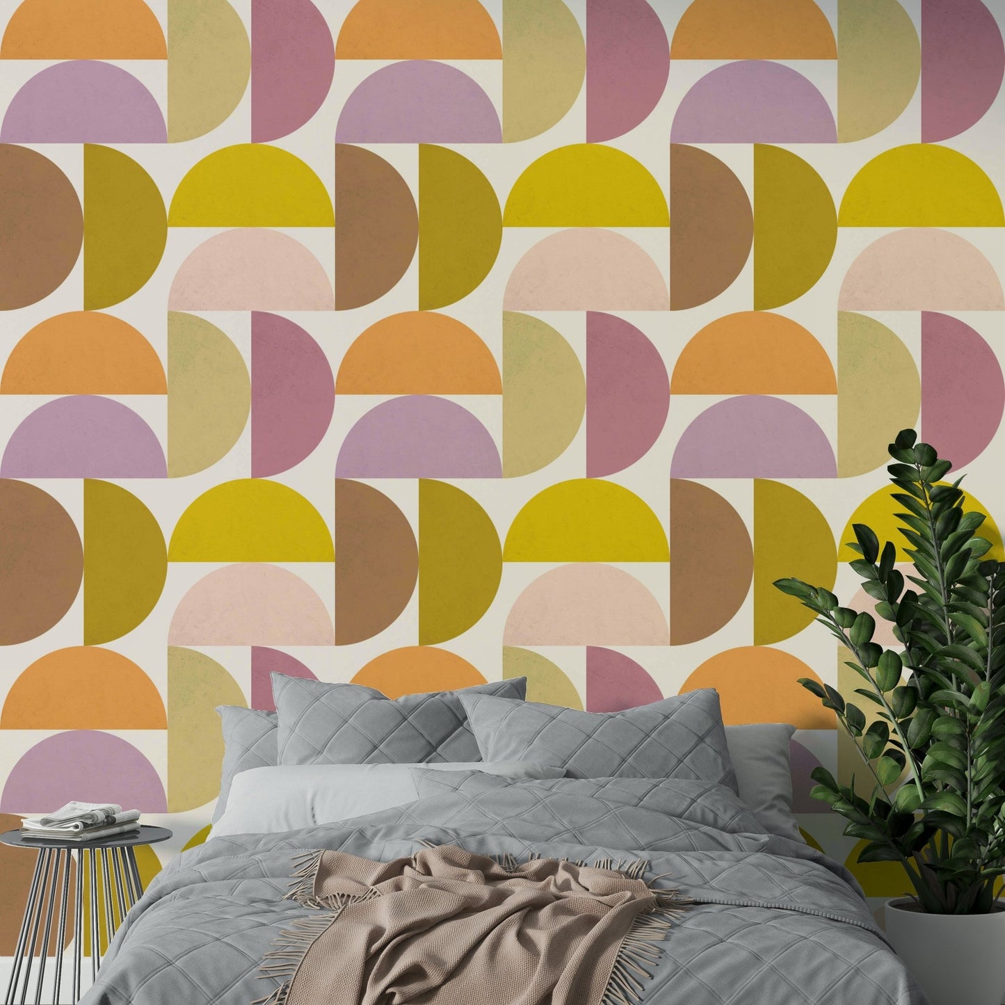 Wall mural with soft brushstrokes in neutral hues

