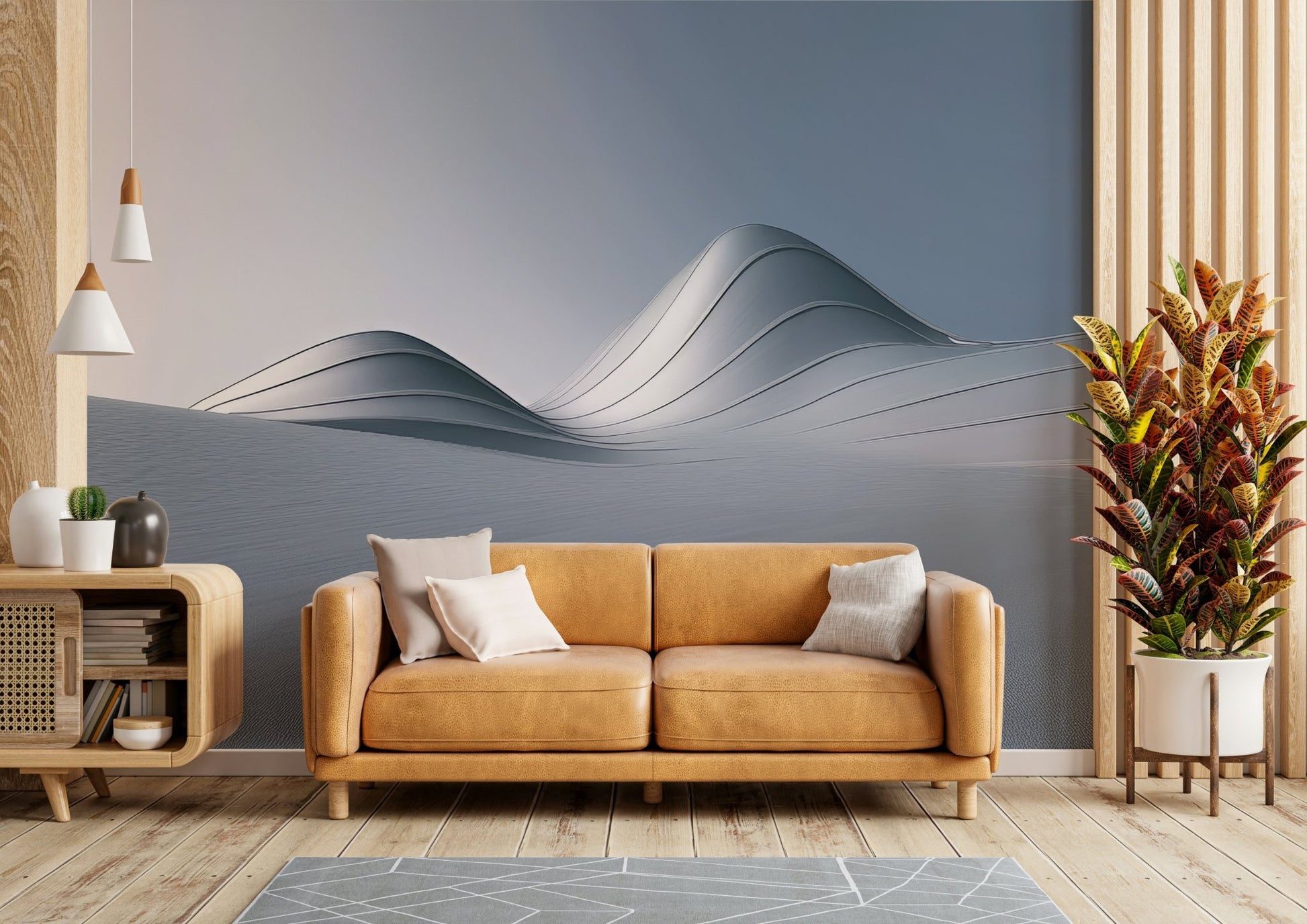 Sculpted sand dune textures in soft metallic tones

