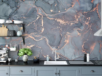 Metallic Copper Veins Abstract Wall Mural - Giffywalls