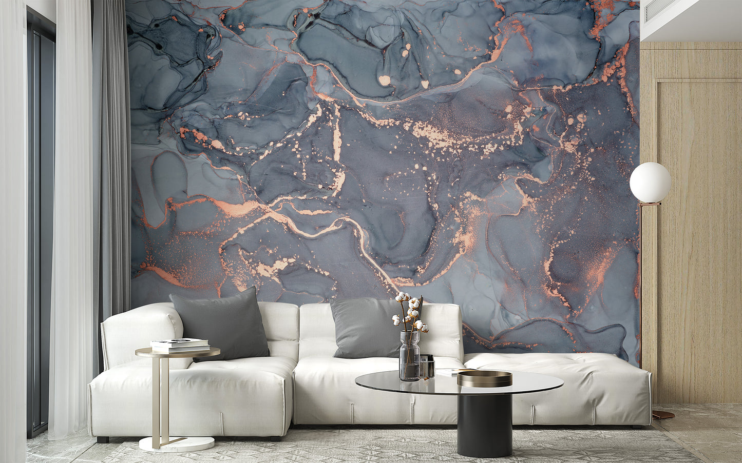 Luxury copper abstract wall mural design