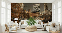 Elegant Metropolis at Dusk golden hour architecture mural.