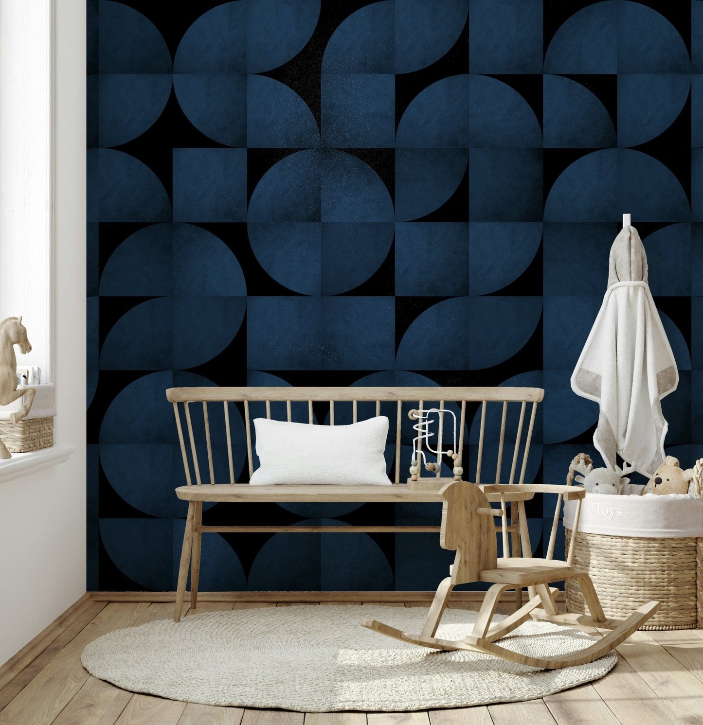 Mid-Century Blue Stone Wall Mural