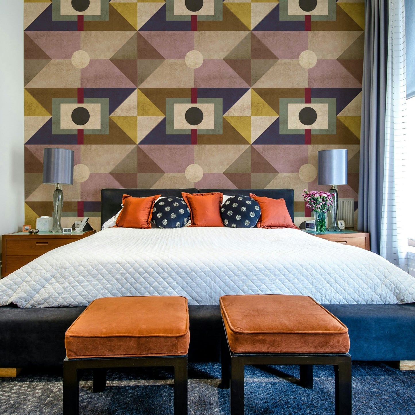 Retro wallpaper with clean lines and soft forms

