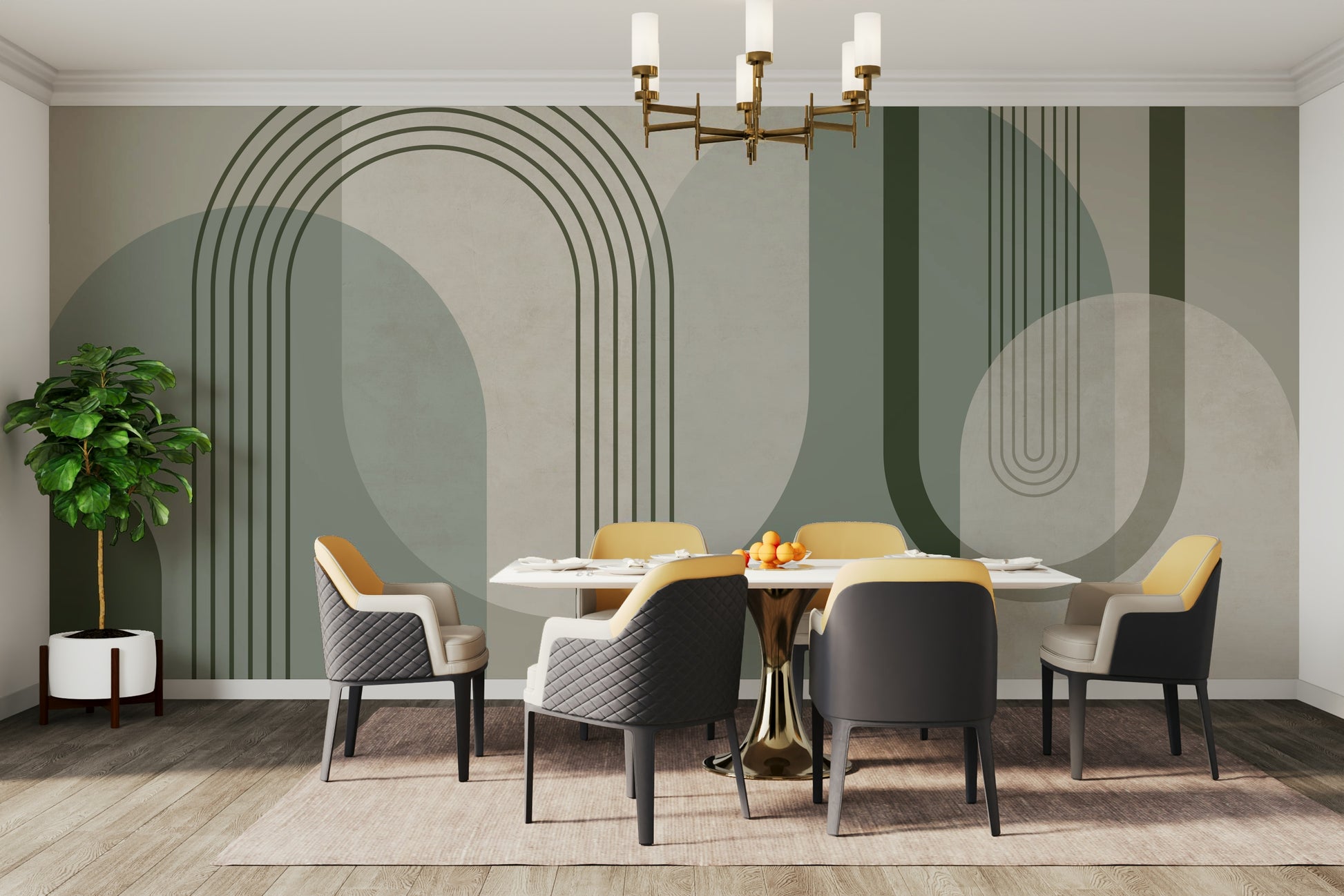 Sophisticated forest green mural for modern bedrooms

