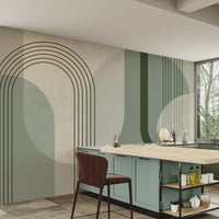 Mid Century Forest Green wall mural for classic decor

