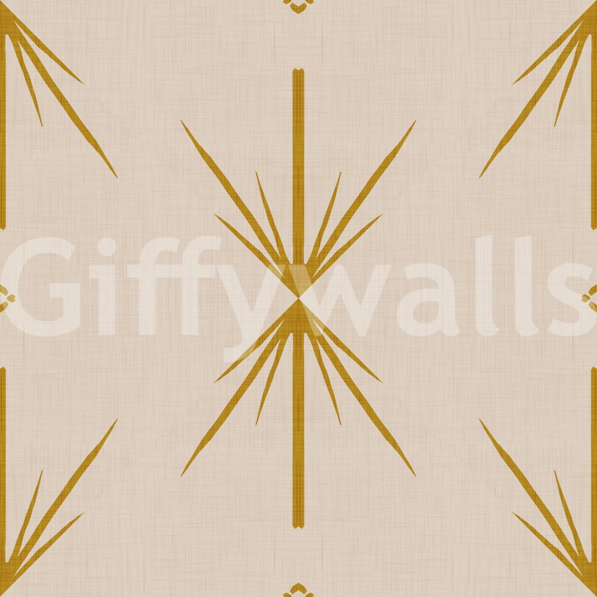 Mid Century Modern Atomic Starburst Cross Mustard Wallpaper⁠