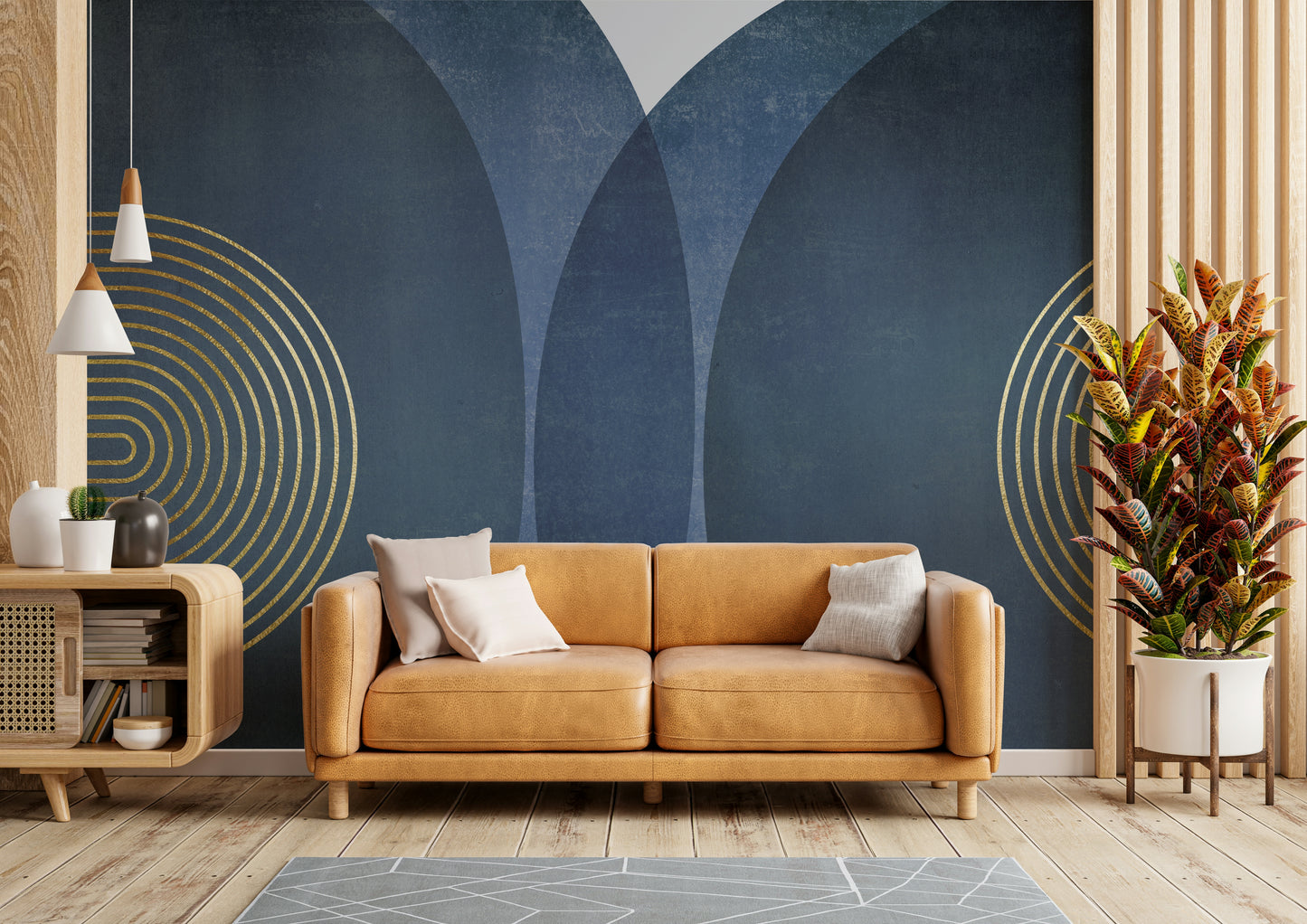 Mid Century Modern Blue Wall Mural