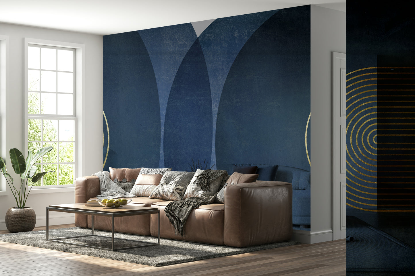 Mid Century Modern Blue Wall Mural
