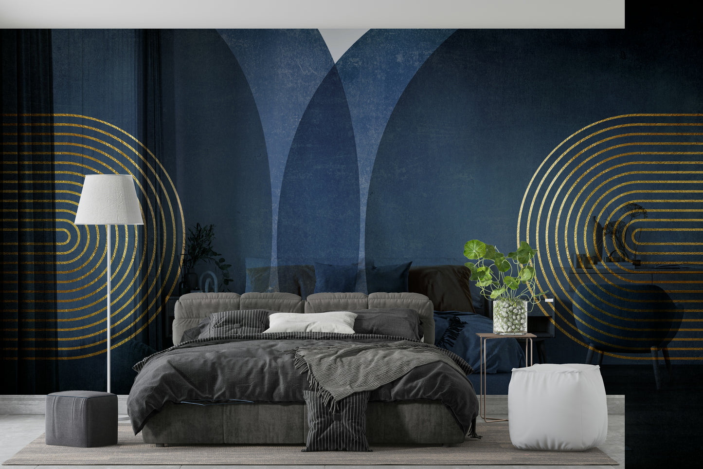 Mid Century Modern Blue Wall Mural