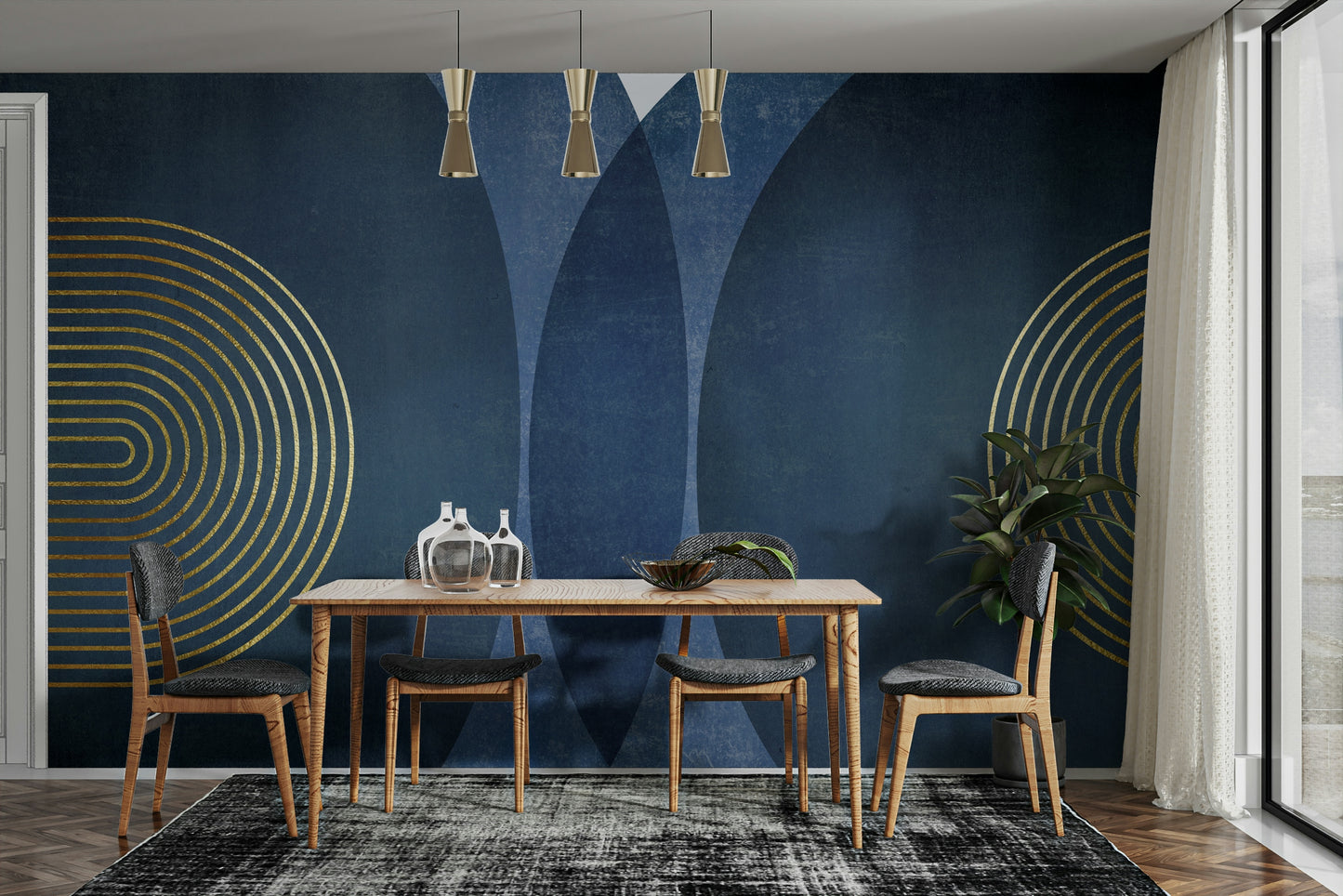 Mid Century Modern Blue Wall Mural