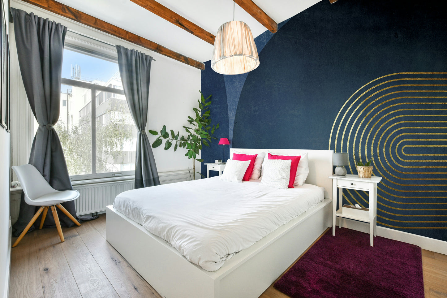 Mid Century Modern Blue Wall Mural